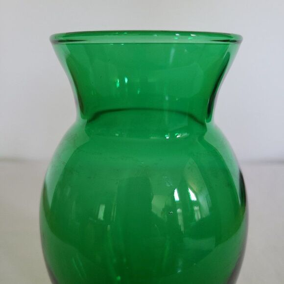 Vintage Anchor Hocking MCM Emerald Forest Green Coolidge Glass Anchor Glass Vase - Picture 5 of 12